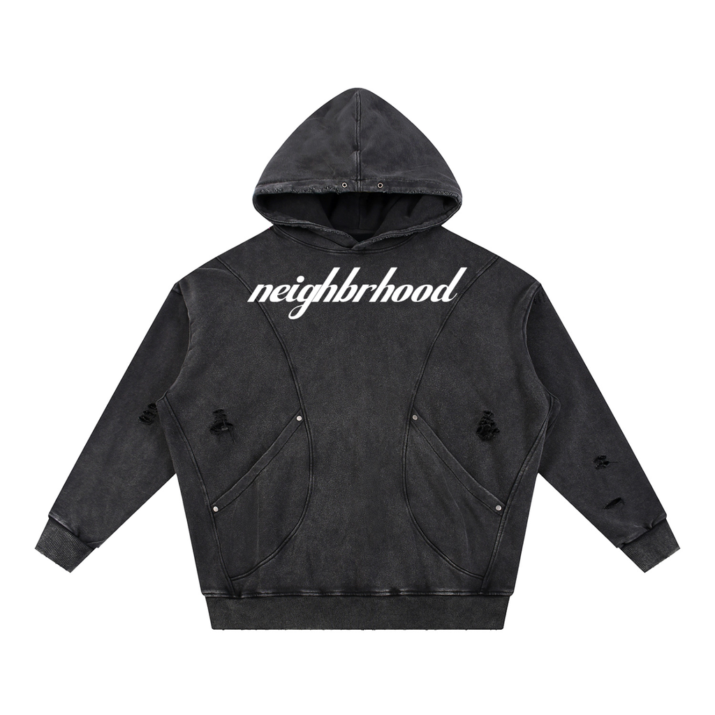 Distressed Panel Hoodie