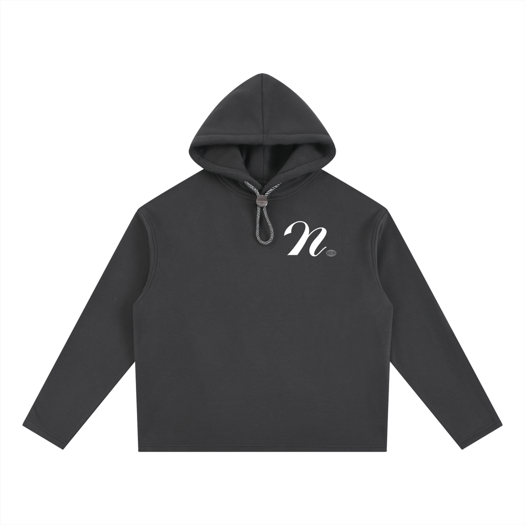 Drawstring script hoodie