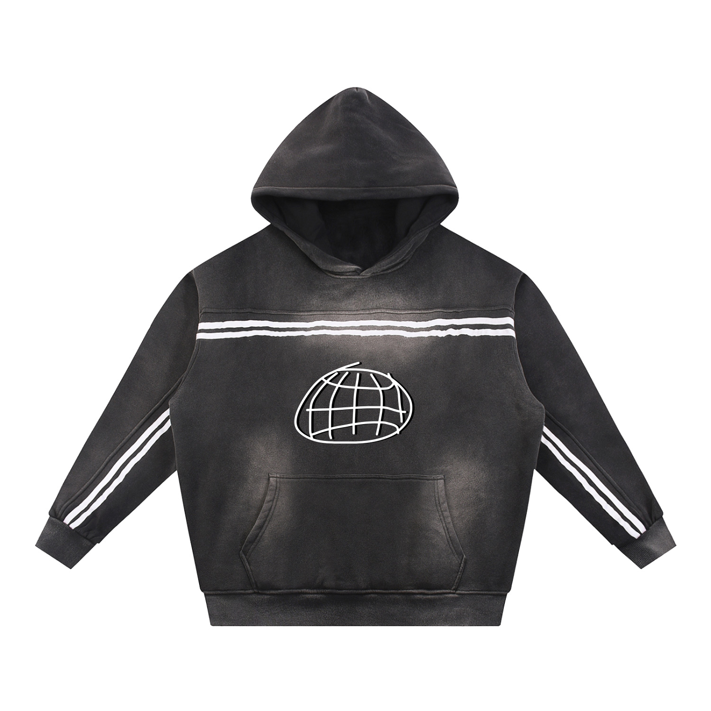 Striped globe hoodie