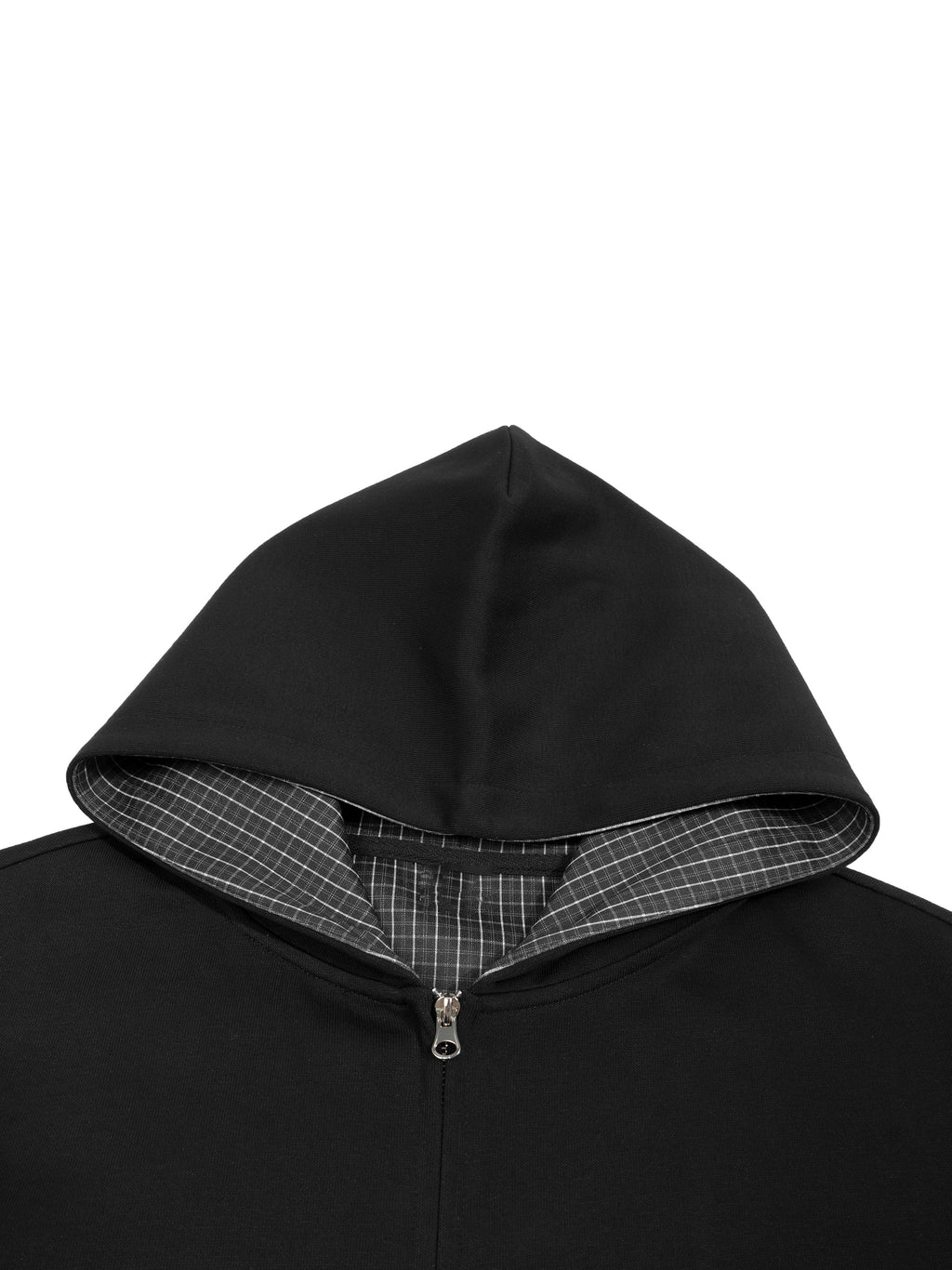 Contrast Plaid Zip Hoodie